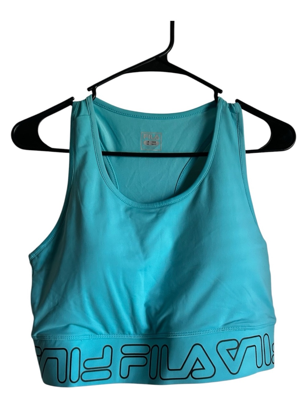 Fila Size 1X Teal Scoop-Neck Racerback Sports Bra